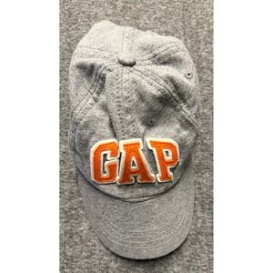 GAP Kids Gray Heather Jersey Knit Baseball Hat Orange Logo Cap S/M 52-54cm